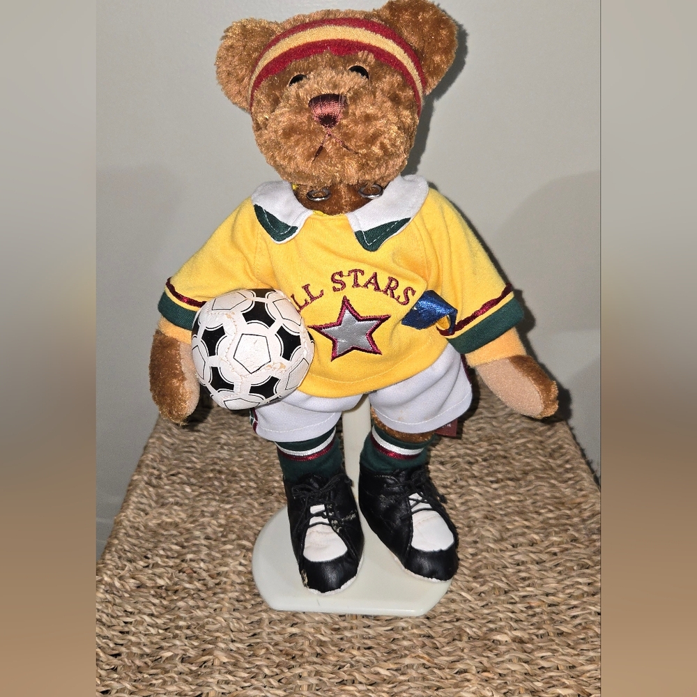 Vintage Brass Button Bear Jet The Soccer Player